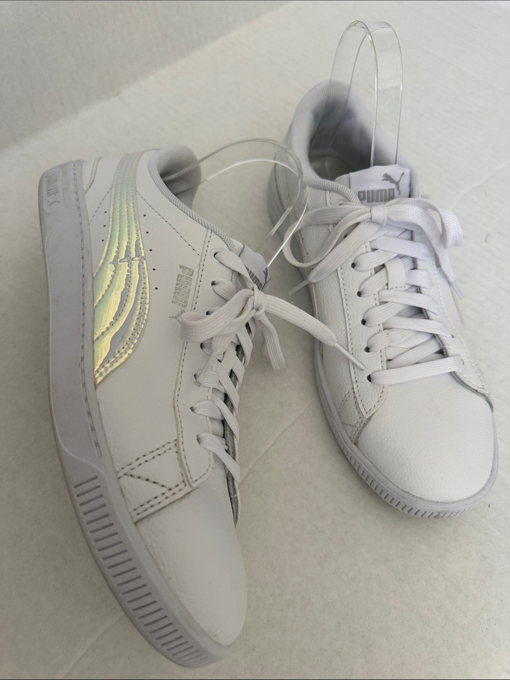 PUMA Women’s White Sneakers with Iridescent Formstripe